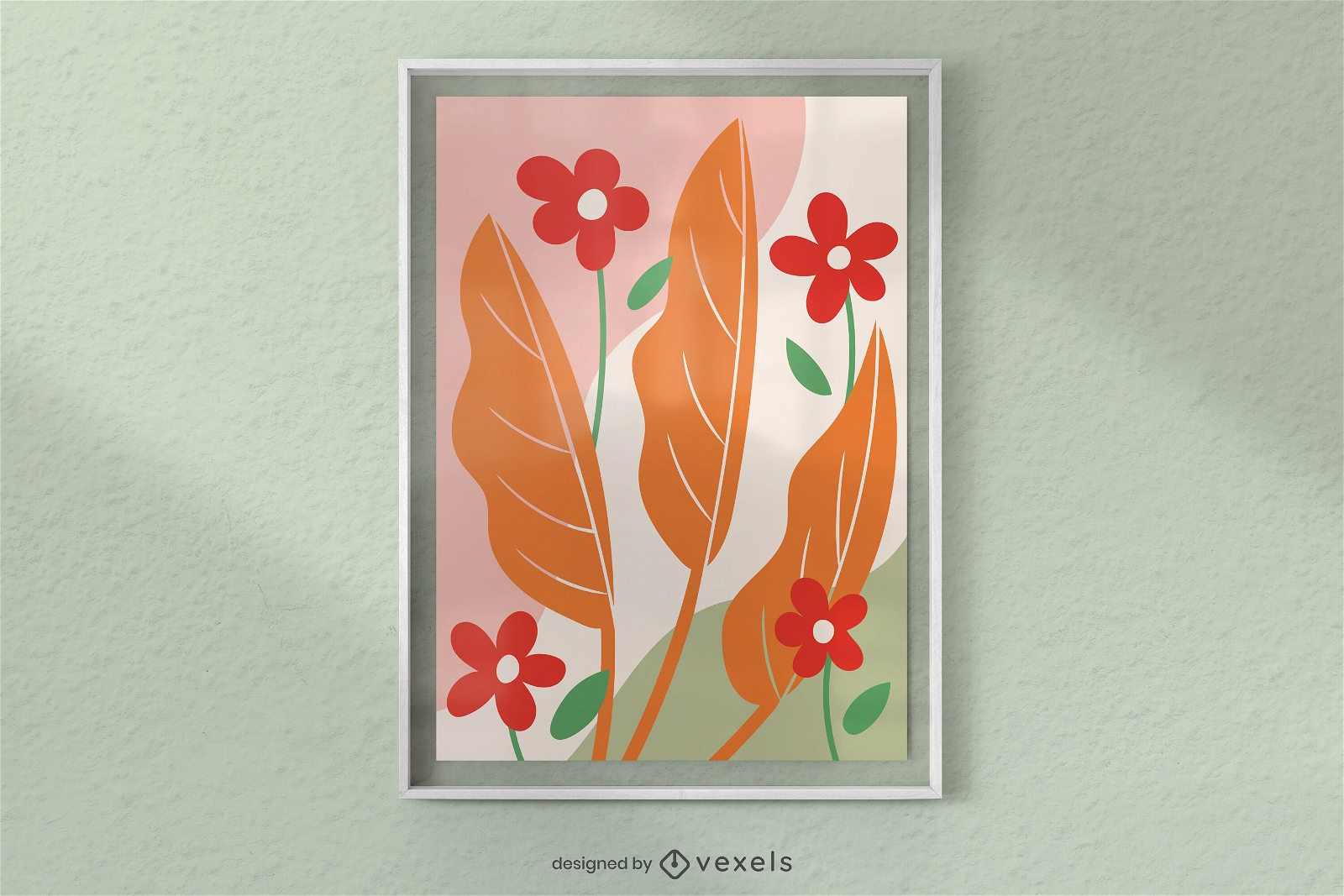 Posterdesign mit herbstlichen Blättern und Blumen