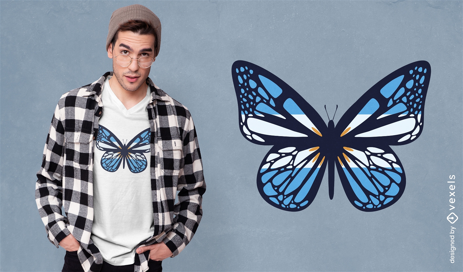 Design de camiseta com borboleta argentina
