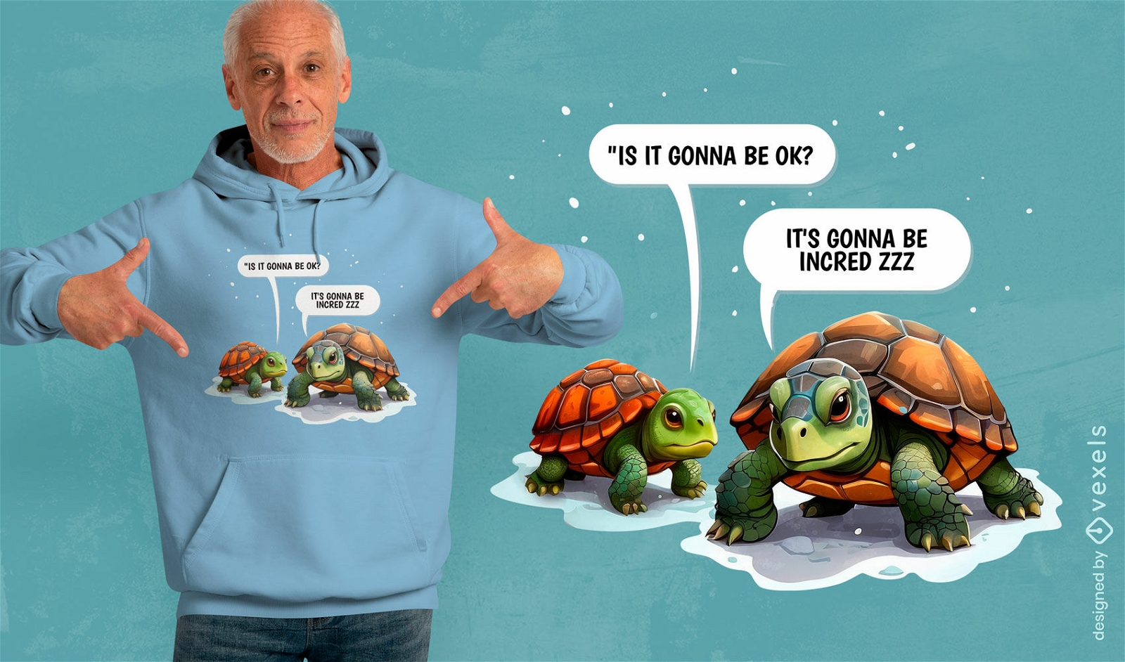 Design de camiseta com tartarugas no inverno