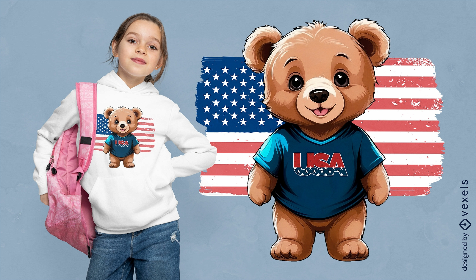 Design de camiseta com urso dos EUA