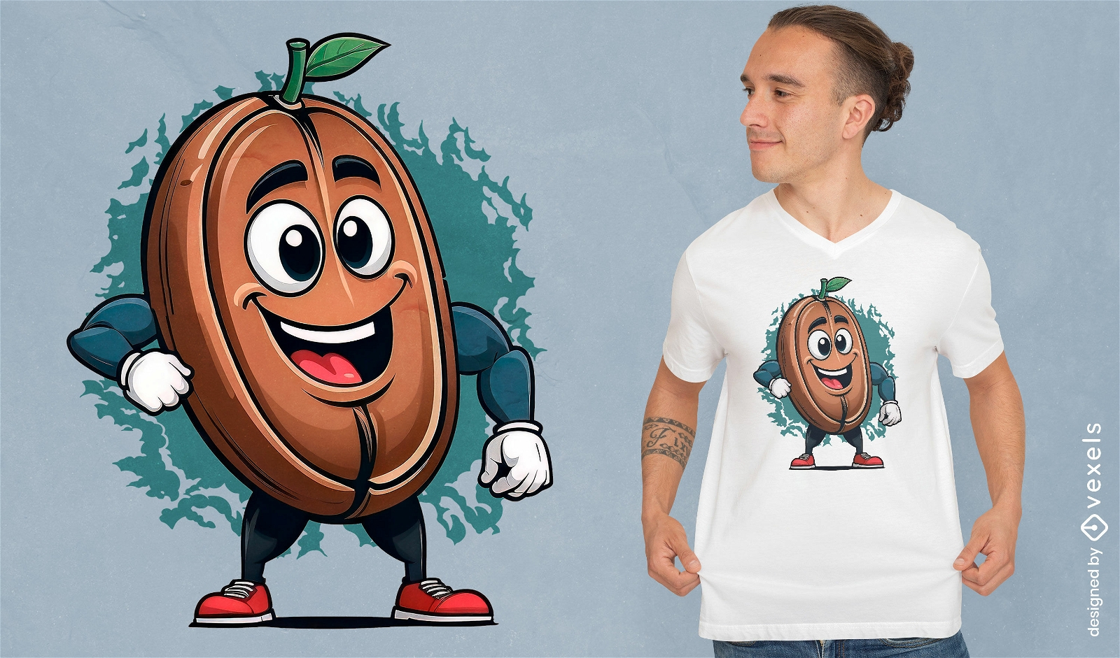 Happy coffee bean t-shirt design