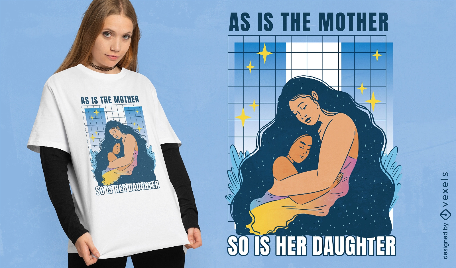 Diseño de camiseta de silueta de madre e hija guatemaltecas.