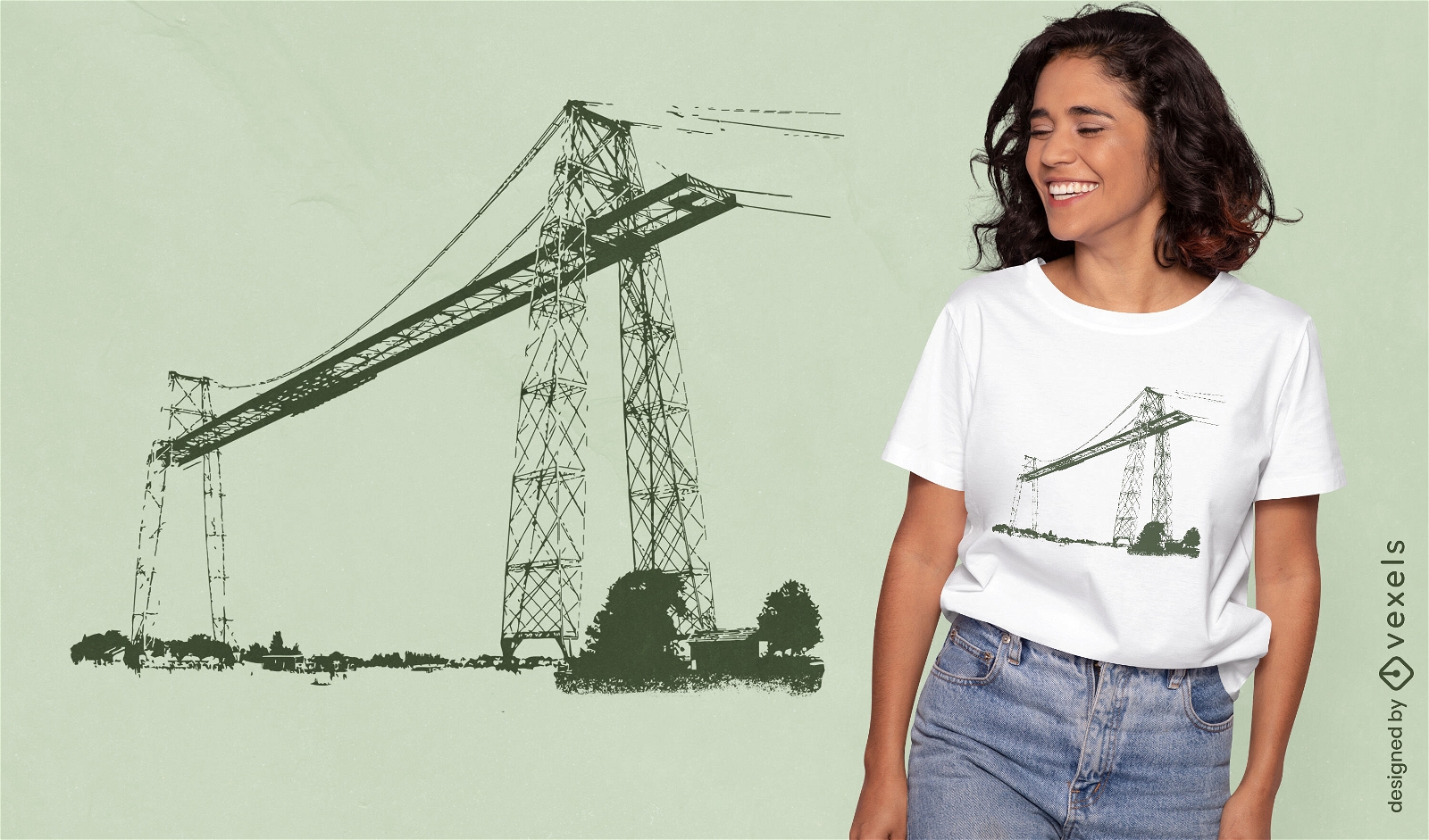 Diseño de camiseta del puente Pont Transbordeur.