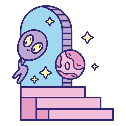 Alien on stairs PNG Design