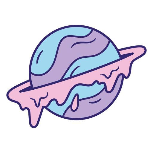 Spielerische schmelzende Planetenillustration PNG-Design