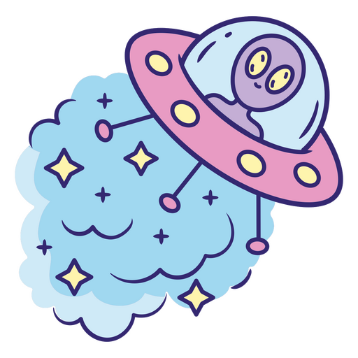 Playful alien spaceship illustration PNG Design