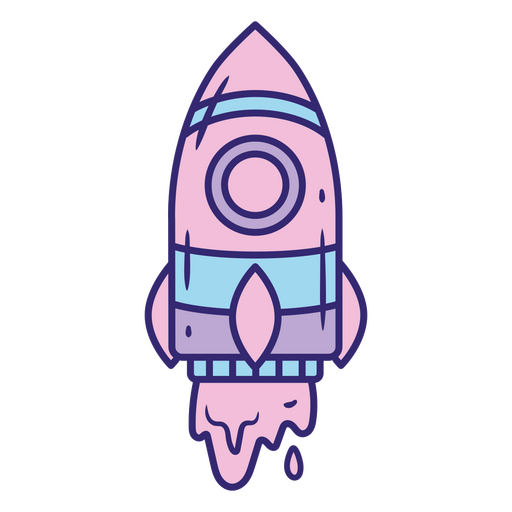 Cohete rosa y azul Diseño PNG