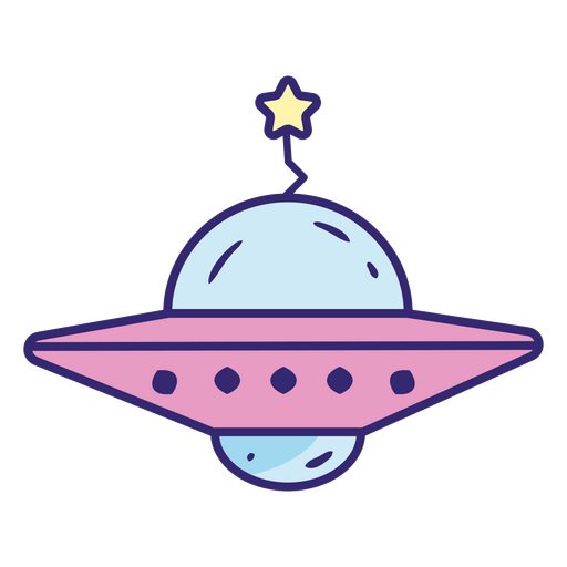 Pink and purple ufo with star PNG Design