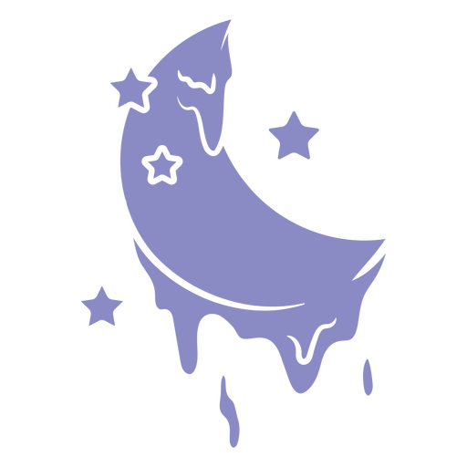 Luna morada con estrellas. Diseño PNG