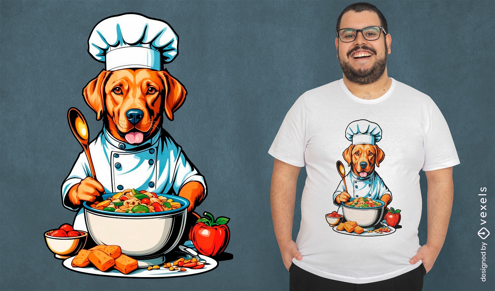Diseño de camiseta de perro chef.