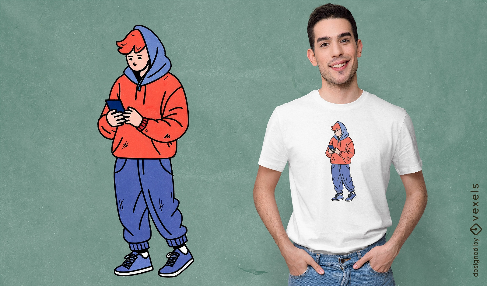 Casual boy with hoodie t-shirt design
