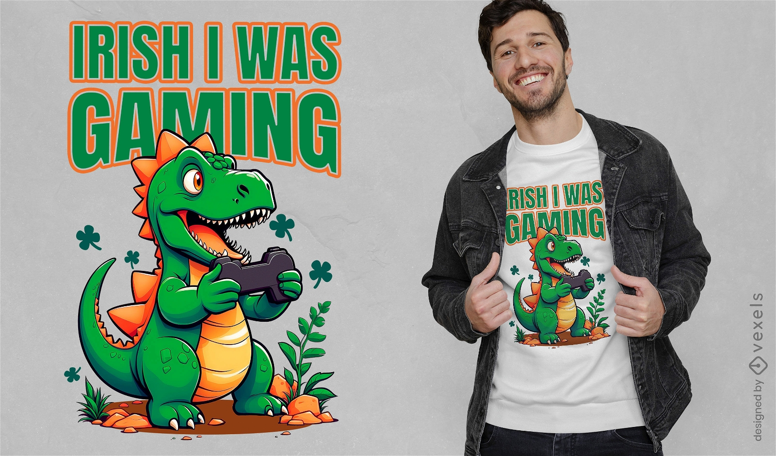 Design de camiseta de dinossauro para jogos