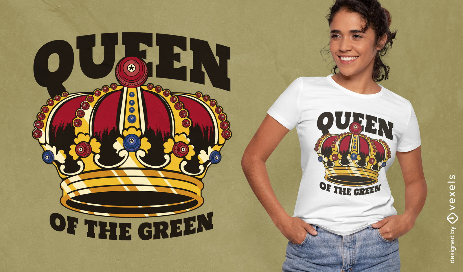 Diseño de camiseta reina del verde.