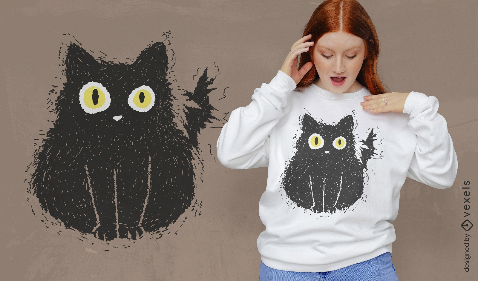 Diseño de camiseta de gato electrocutado.