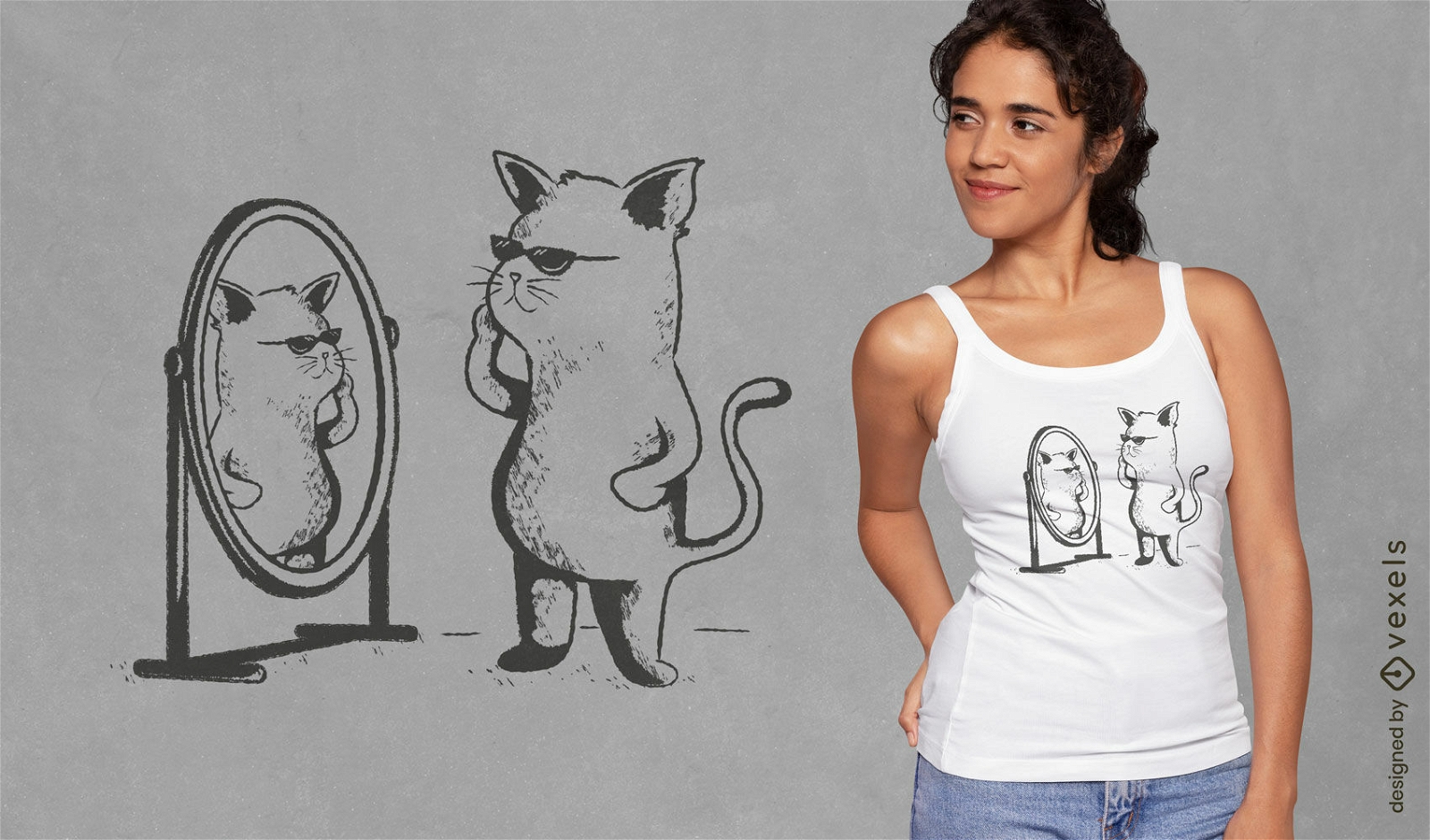 Diseño de camiseta de gato atrevido.