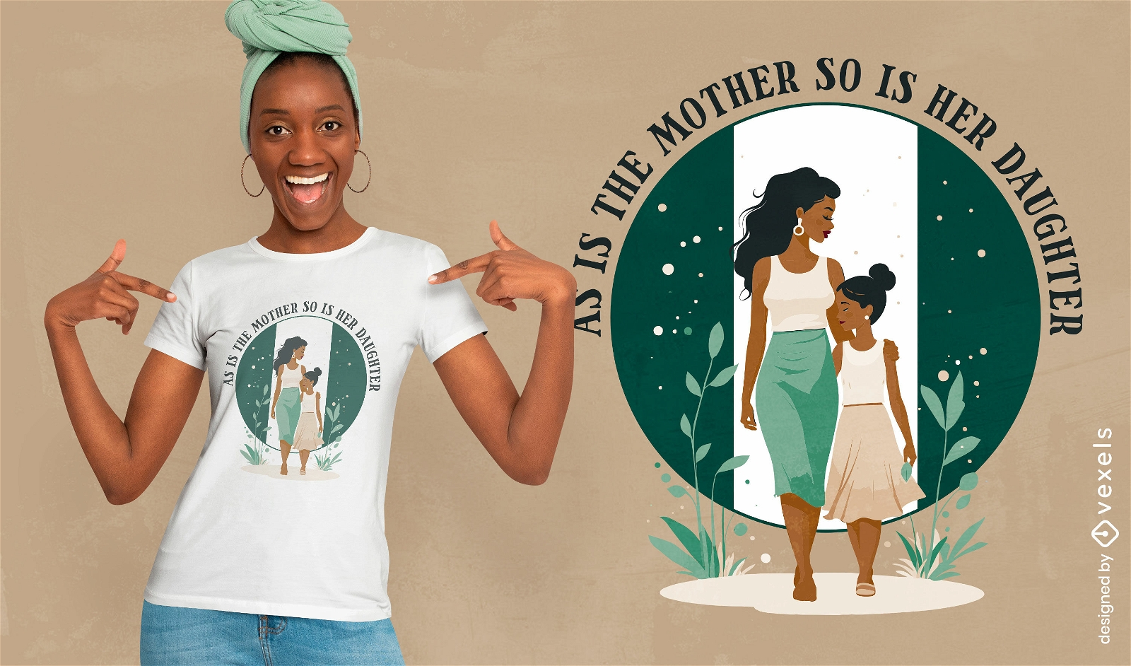 Diseño de camiseta nigeriana vintage de madre e hija.
