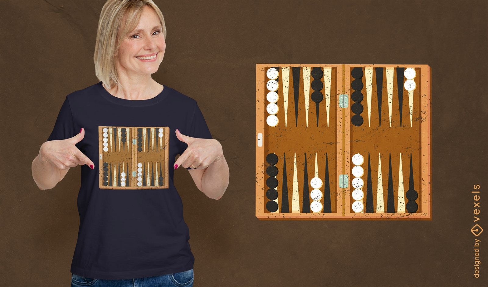 Diseño de camiseta de tablero de backgammon clásico.