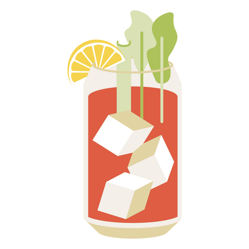Cocktail with ice cubes and lemon PNG Design