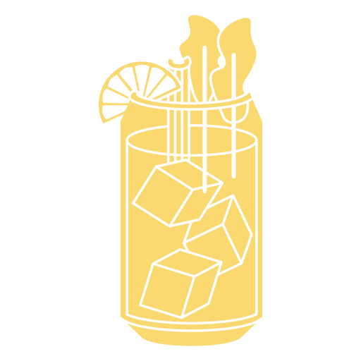 Ilustração de bebida refrescante com cubos de gelo e design de camiseta com fatia de limão Desenho PNG