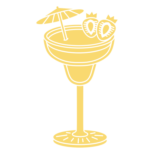 Playful margarita glass illustration with strawberries and umbrella PNG Design