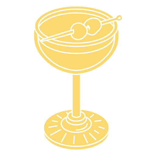Elegante diseño de copa de cóctel con aceitunas. Diseño PNG