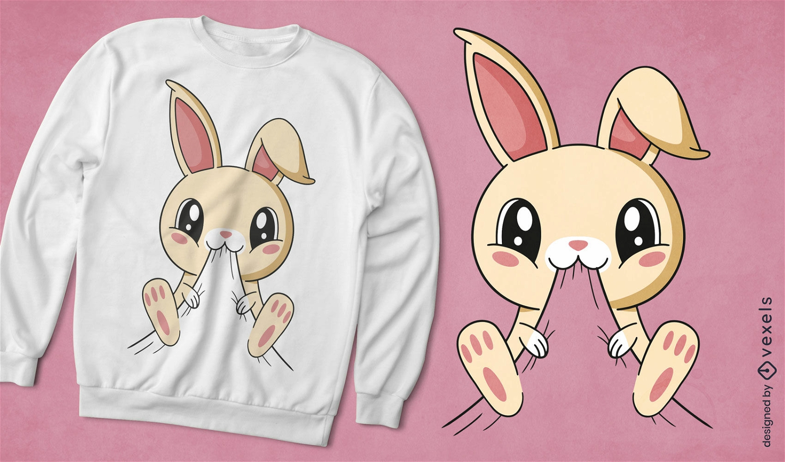Lindo diseño de camiseta de conejito comiendo.