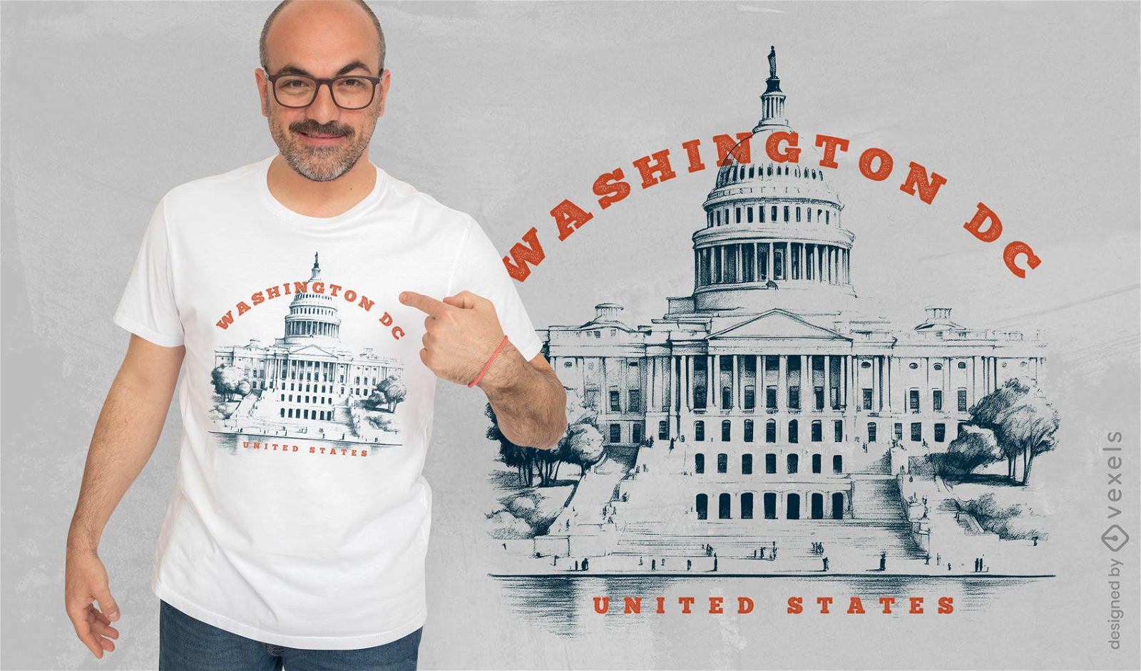 Design de camiseta marcante de Washington DC