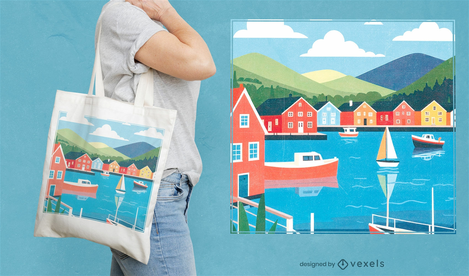 Bergen Norway scenic tote bag design