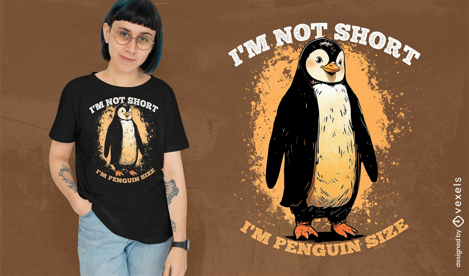 Diseño de camiseta de humor de pingüino.
