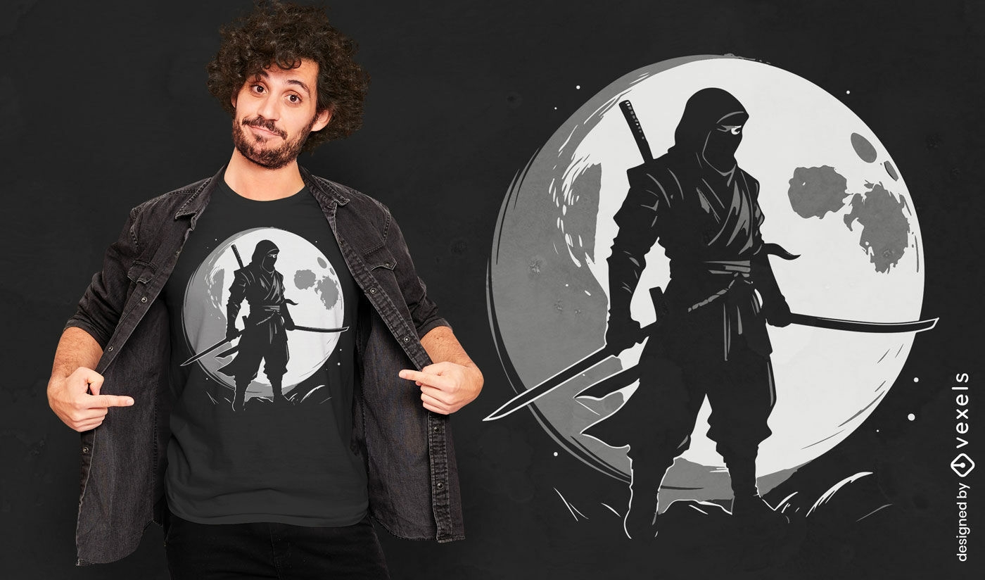 Diseño de camiseta ninja luna.
