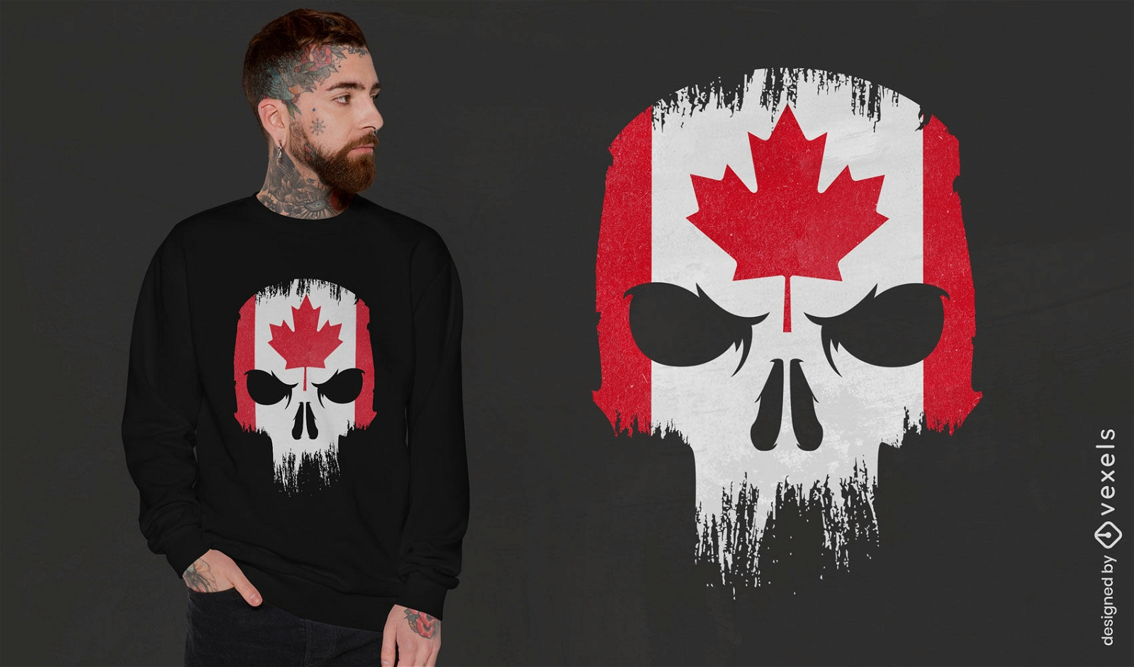 Diseño de camiseta de calavera canadiense.