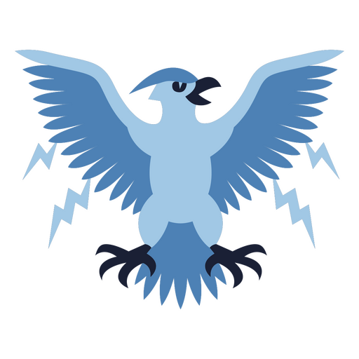 Ilustração estilizada de pássaro azul com detalhes em relâmpagos Desenho PNG