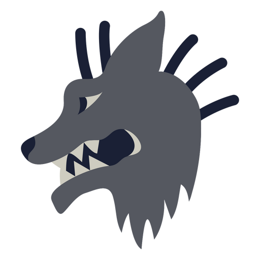 Lobo con colmillos y púas. Diseño PNG