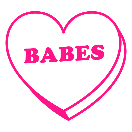 Pink heart with the word Babes on it. PNG Design