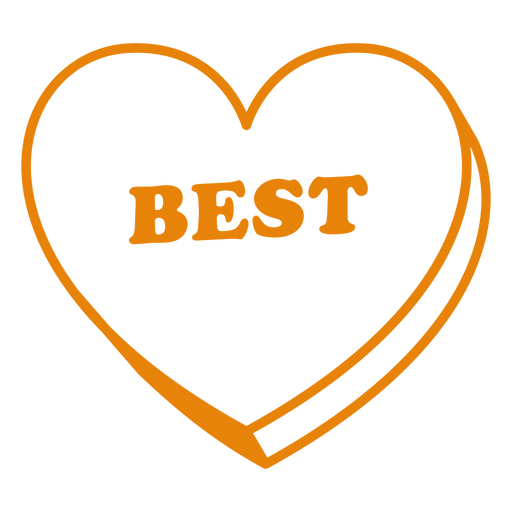 Diseño de corazón encantador con el mejor texto. Diseño PNG