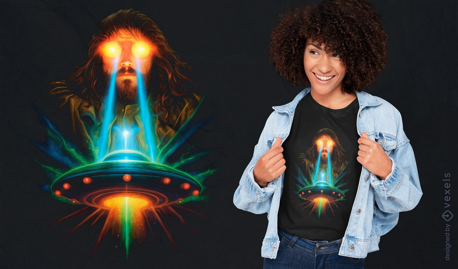 Jesus and ufo t-shirt design