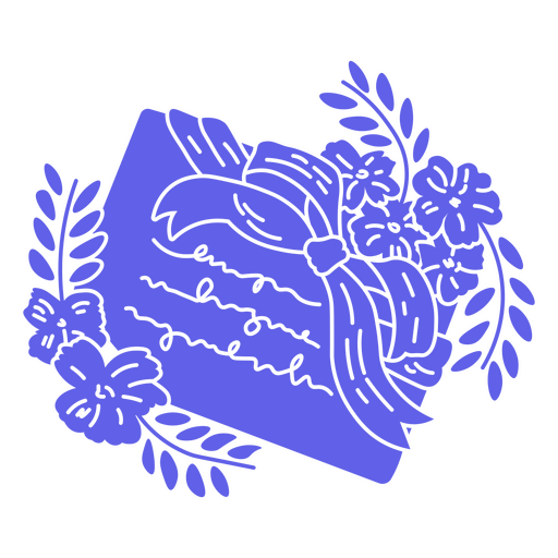 Eine blaue Geschenkbox mit Blumen PNG-Design