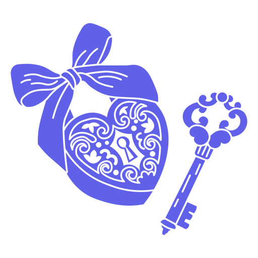 Heart with key PNG Design