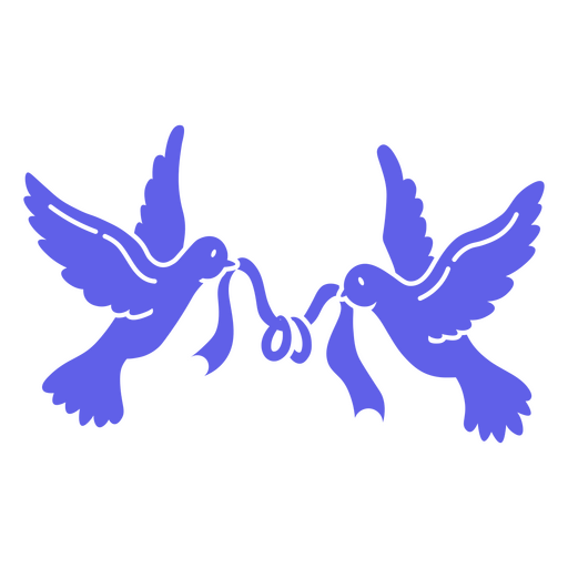 Design charmoso de pombas com conexão de fita Desenho PNG