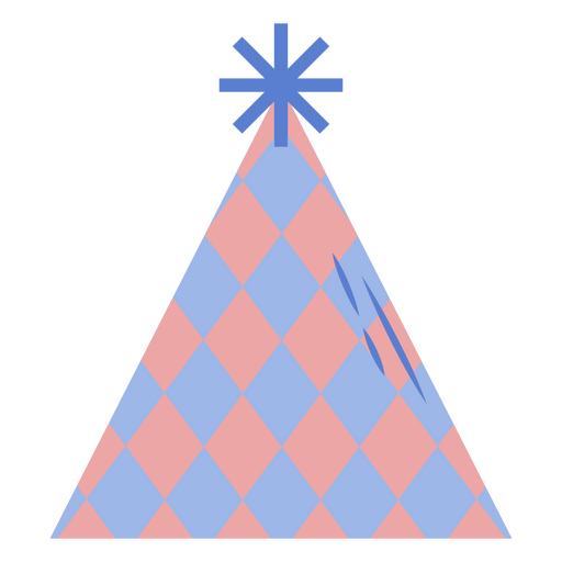 Chapéu de festa com quadrados azuis e rosa Desenho PNG