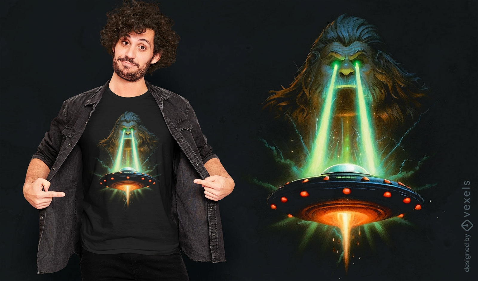 Bigfoot- und UFO-T-Shirt-Design
