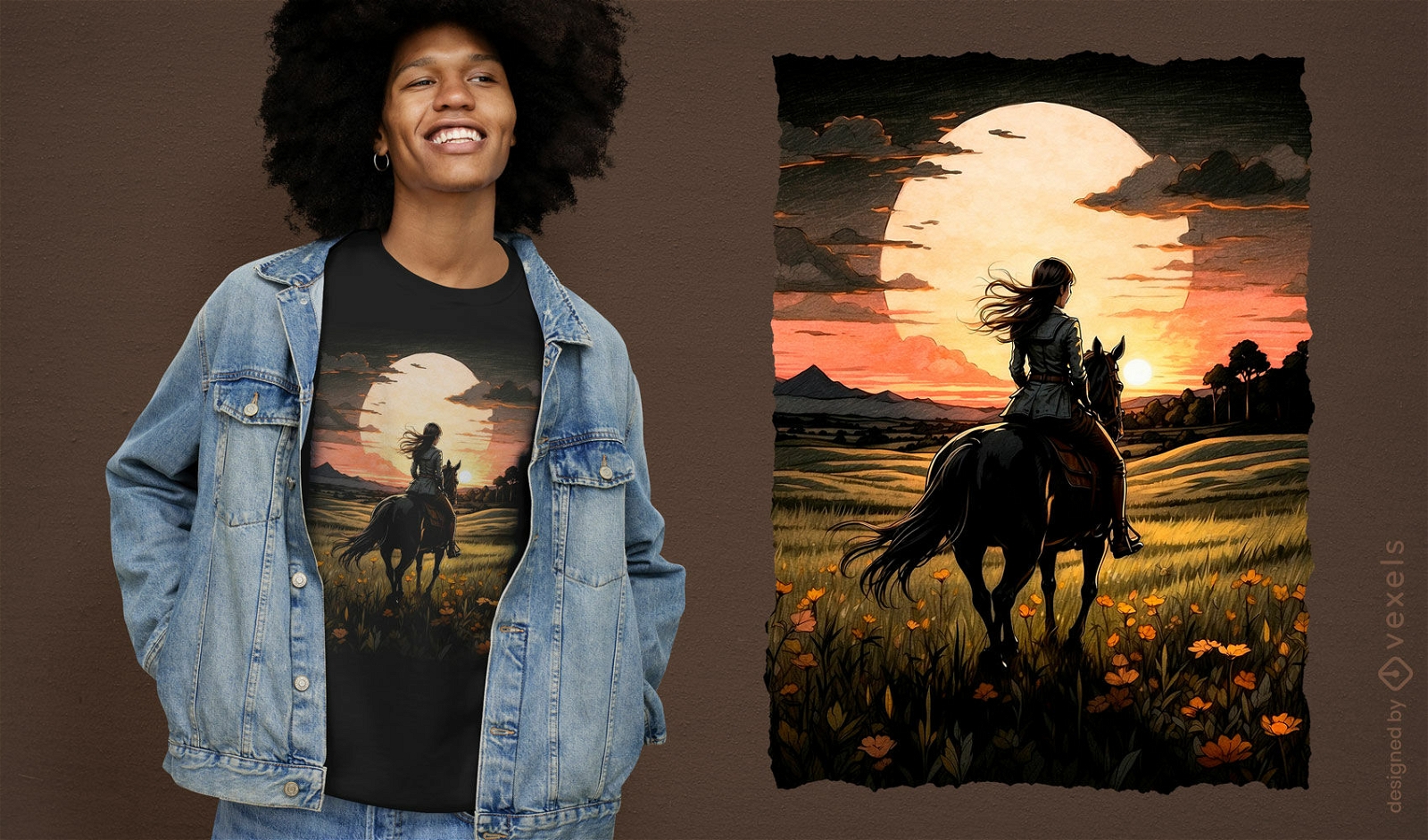 Design de camiseta feminina Sunset Rider