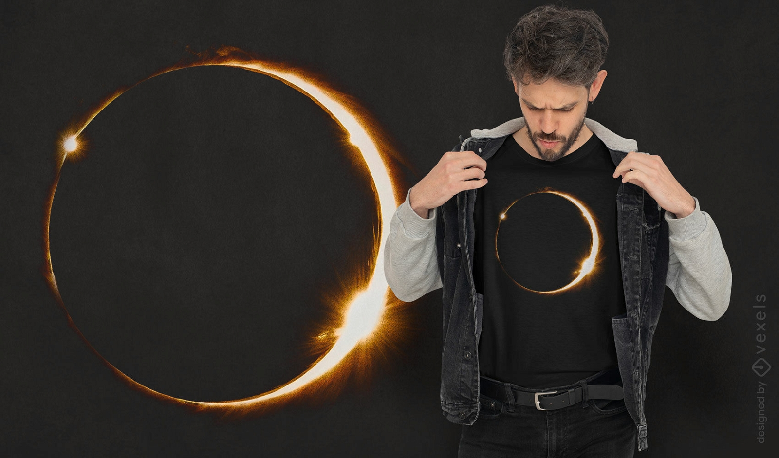 Cautivador diseño de camiseta de eclipse solar.