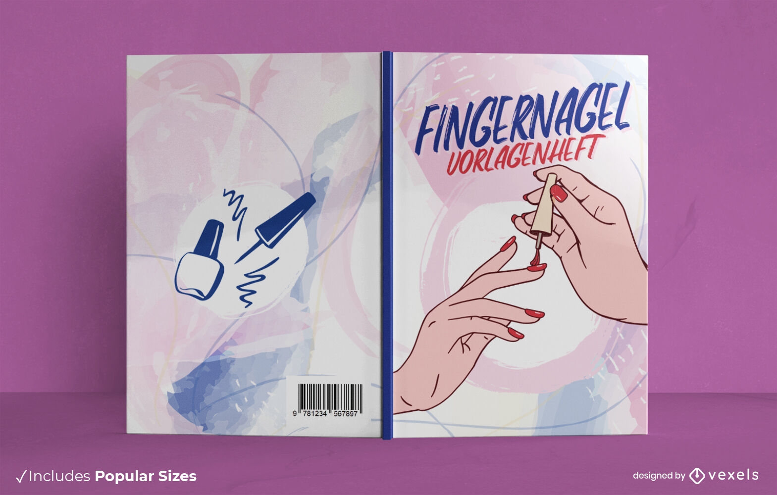 Design de capa de livro com pintura de unhas