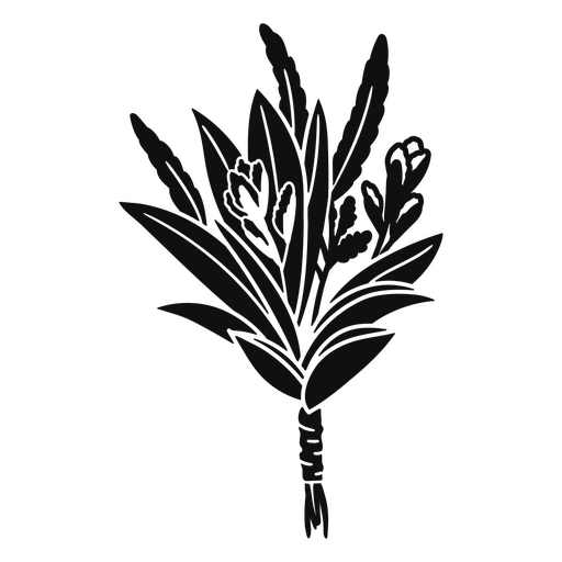 Ramo de flores en blanco y negro Diseño PNG