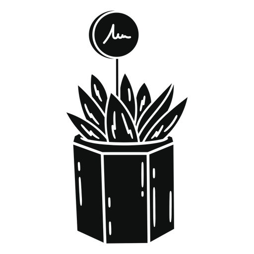 Black and white plant in a pot PNG Design