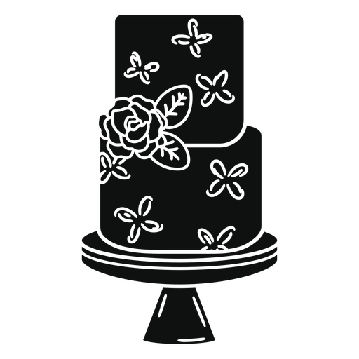Bolo de casamento com decoração de flores Desenho PNG