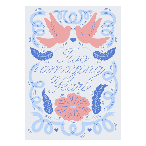 Charmantes Jubiläumsplakat mit Vogel- und Blumenmotiven PNG-Design