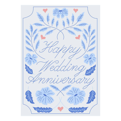 Happy wedding anniversary floral card PNG Design