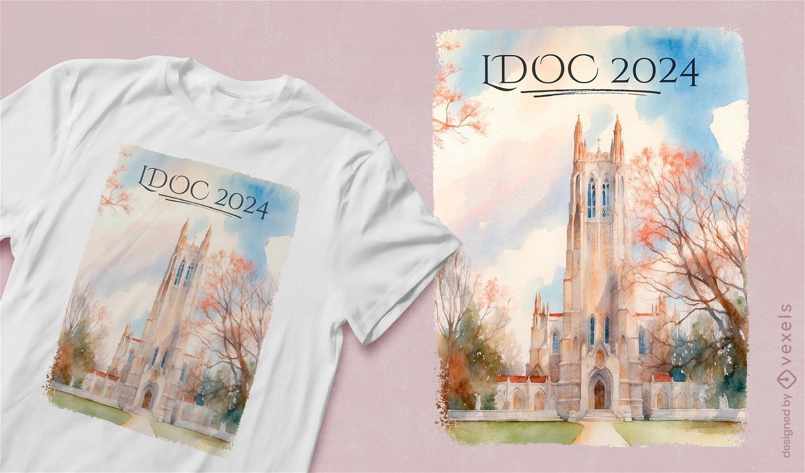 Design de camiseta aquarela da capela
